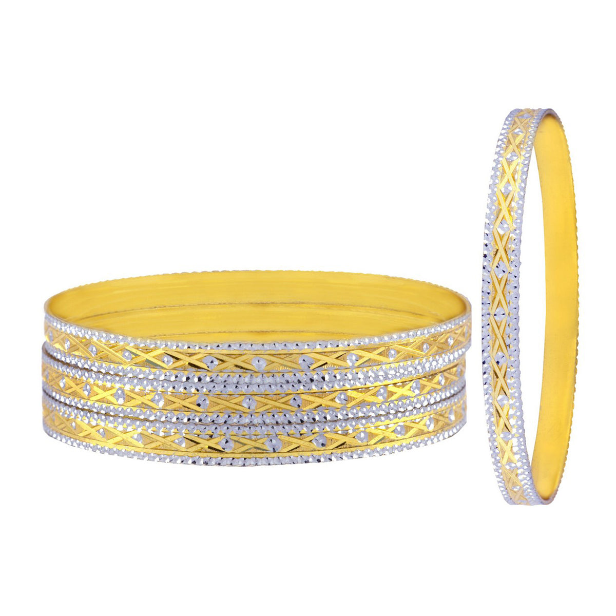 Wedding Designer 22K Gold Silver Metal Chuda Kada Bangle Set Of 4 Bulk Secondary image