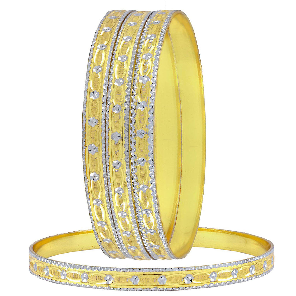 Wedding Designer 22K Gold Silver Metal Chuda Kada Bangle Set Of 4 Bulk