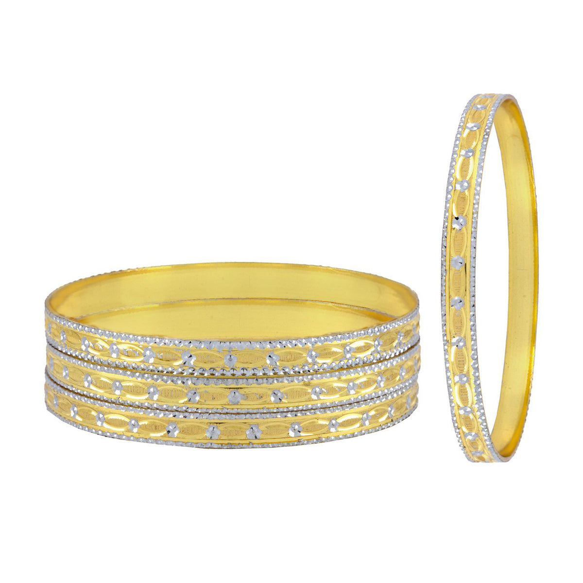 Wedding Designer 22K Gold Silver Metal Chuda Kada Bangle Set Of 4 Bulk Secondary image