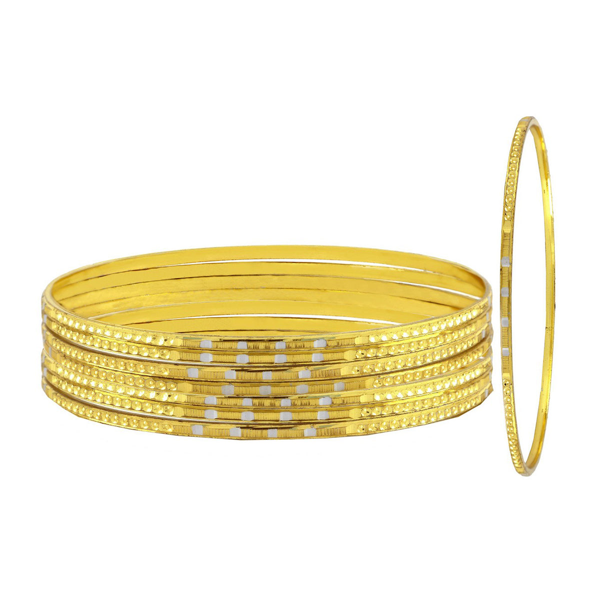 Wedding Designer 22K Gold Silver Metal Chuda Kada Bangle Set Of 8 Bulk