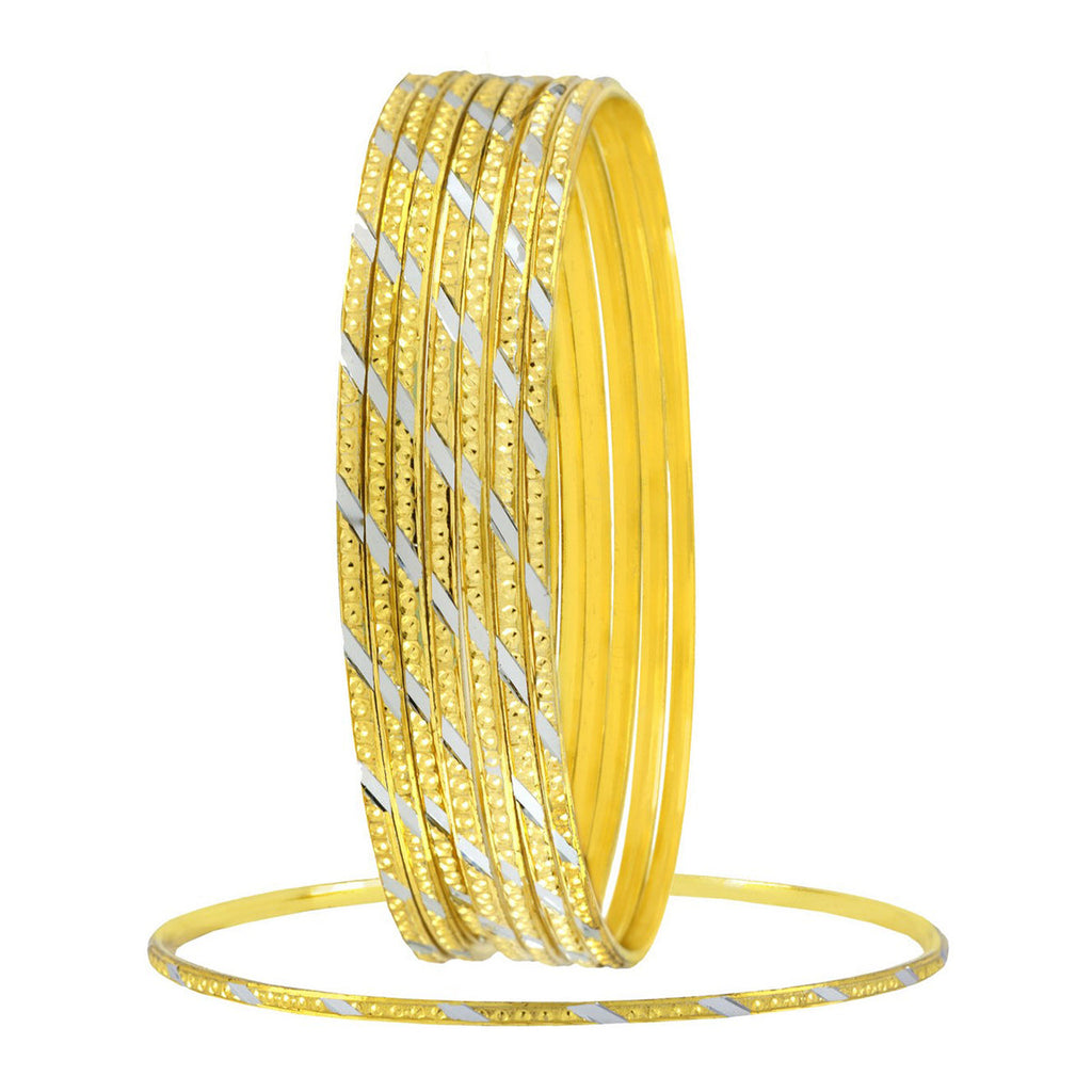 Wedding Designer 22K Gold Silver Metal Chuda Kada Bangle Set Of 8 Bulk