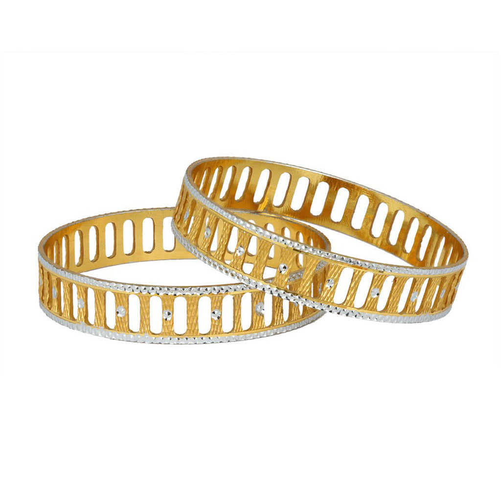 Wedding Filigree 22K Gold Silver Metal Chuda Kada Bangle Set Of 2 Bulk
