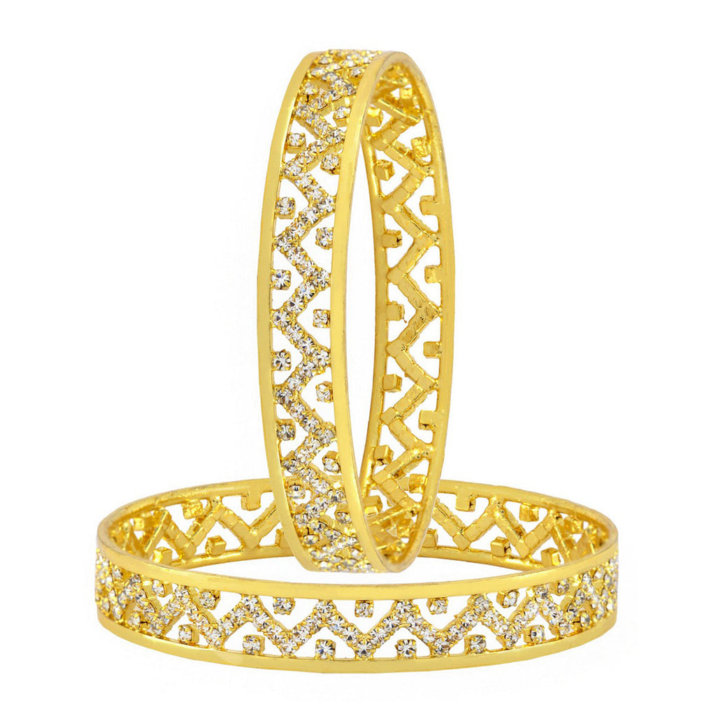 Wedding Designer 22K Gold Silver Metal Chuda Kada Bangle Set Of 2 Bulk