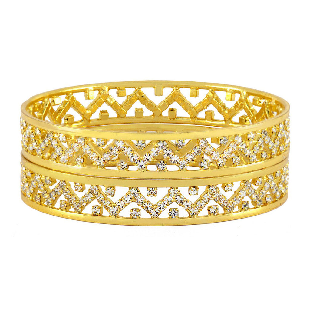 Wedding Designer 22K Gold Silver Metal Chuda Kada Bangle Set Of 2 Bulk