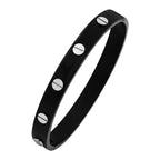 Stainless Steel Black Silver Screw Oval Kada Bracelet Bangle Bulk