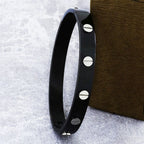 Stainless Steel Black Silver Screw Oval Kada Bracelet Bangle Bulk
