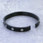 Stainless Steel Black Silver Screw Oval Kada Bracelet Bangle Bulk