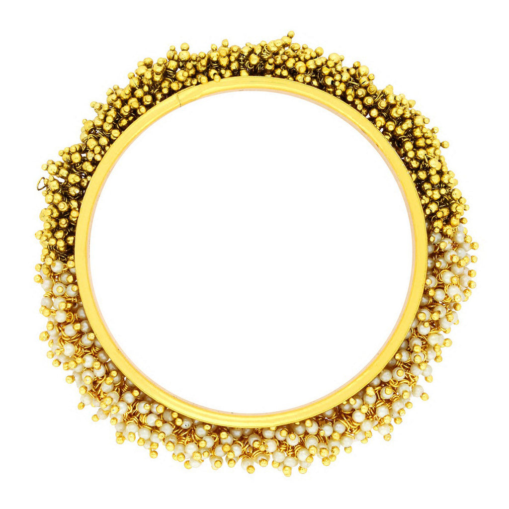 Cluster Pearls Antique 22K Gold Plated Bangle Set Of 2 (Pair) Bulk