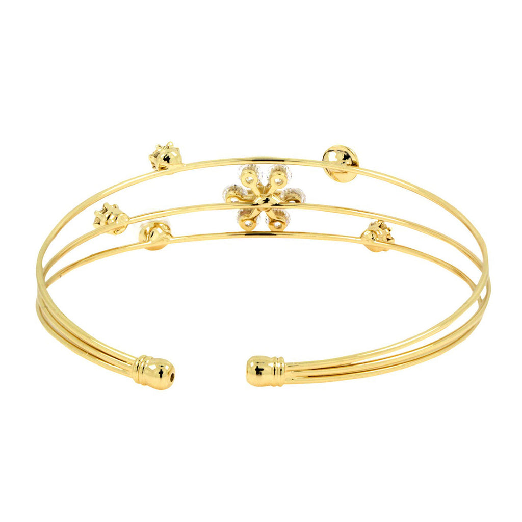 Dainty Flower 14K Gold Plated Cuff Bracelet Bangle For Women Bulk
