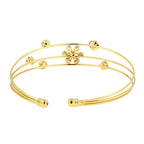 Dainty Flower 14K Gold Plated Cuff Bracelet Bangle For Women Bulk