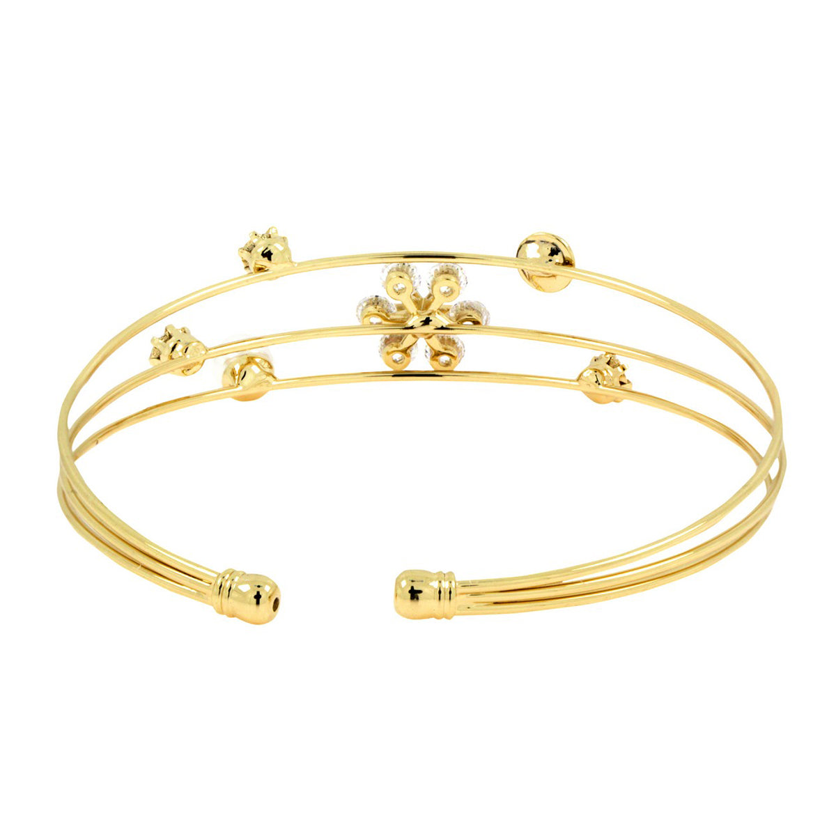 Dainty Flower 14K Gold Plated Cuff Bracelet Bangle For Women Bulk