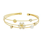 Dainty Flower 14K Gold Plated Cuff Bracelet Bangle For Women Bulk