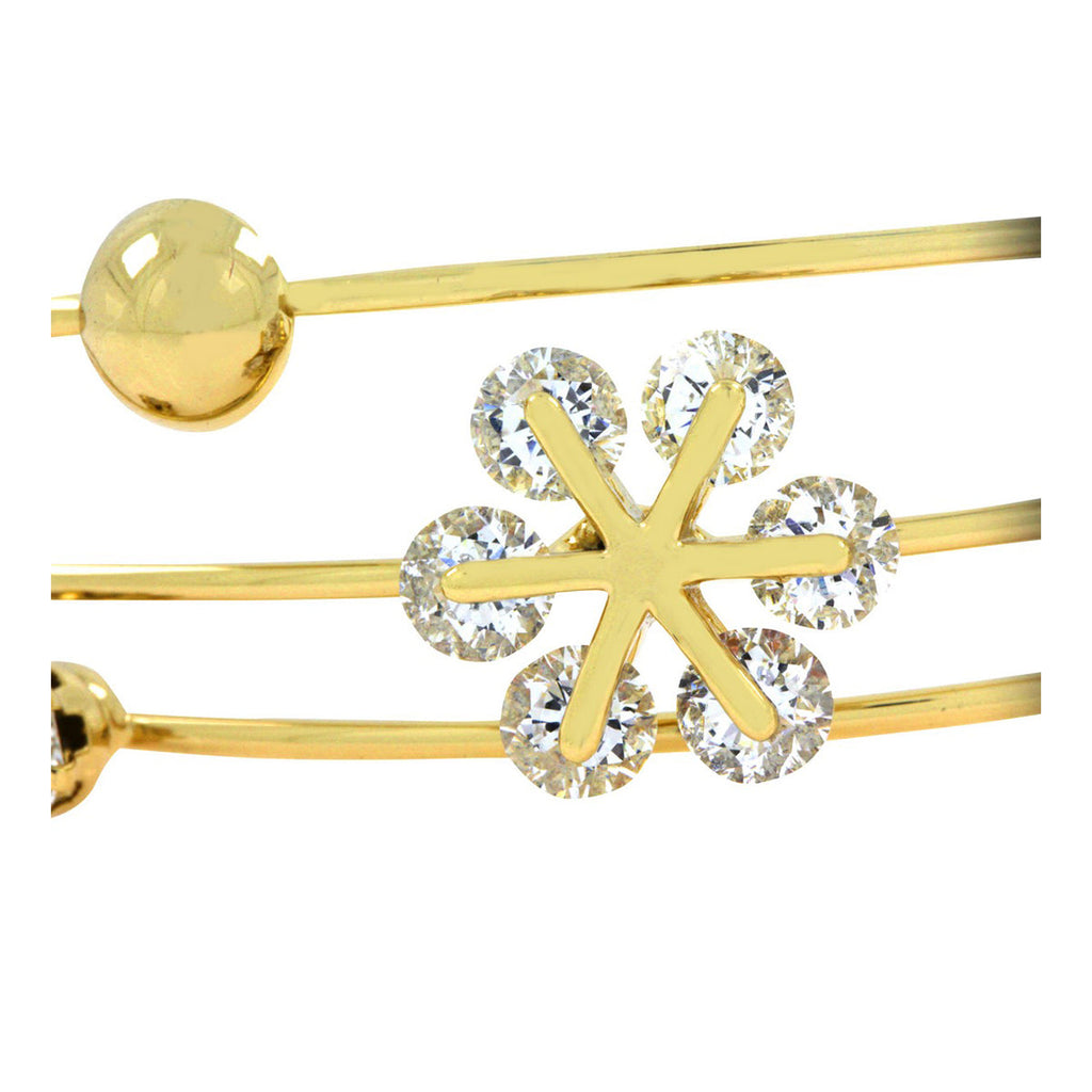Dainty Flower 14K Gold Plated Cuff Bracelet Bangle For Women Bulk
