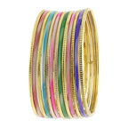 Trendy 22K Gold Plated Multi Colour Slim Bangle Set Of 13 Women Bulk