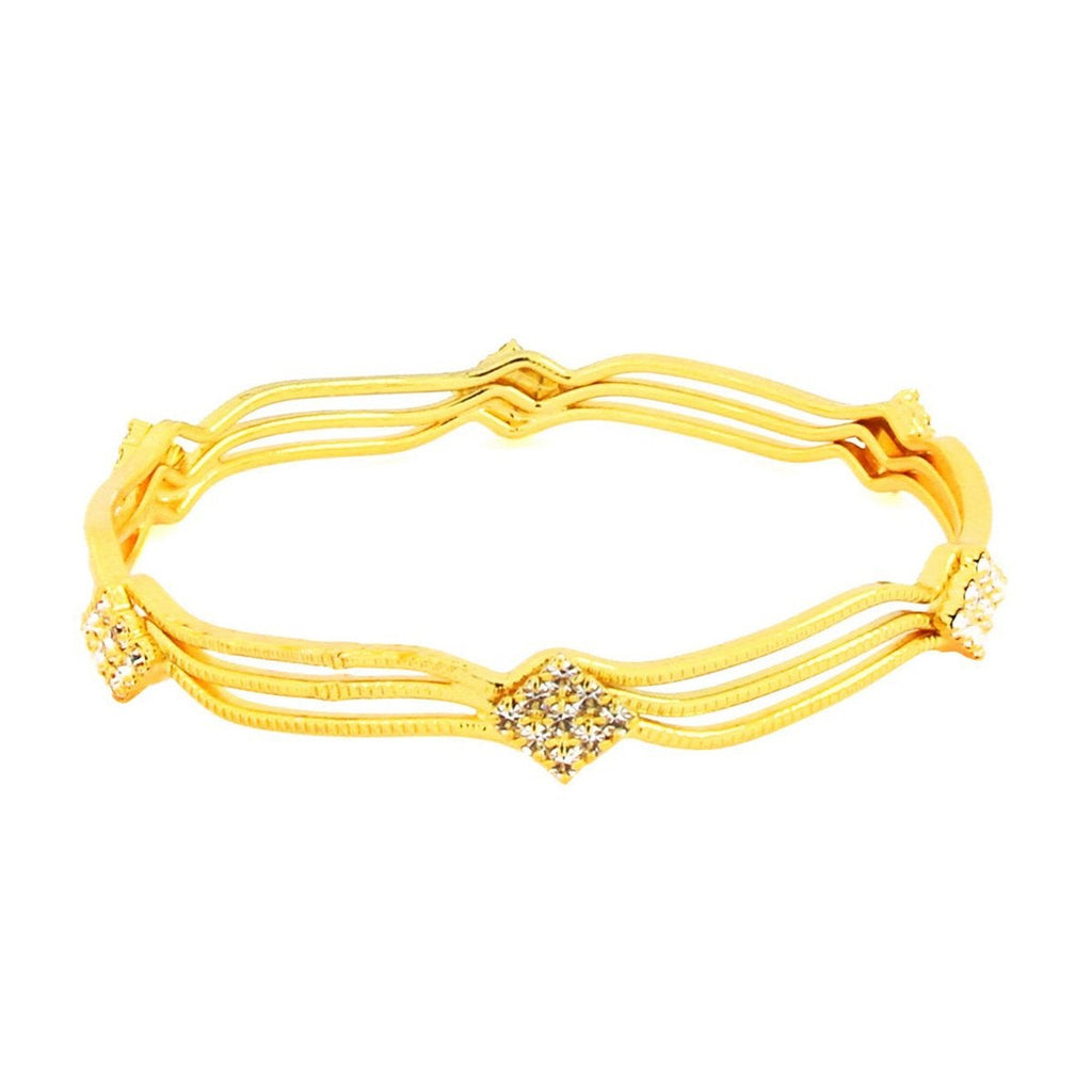 Wavy 22K Gold Plated American Diamond Slim Bangle Pair Set Of 2 Bulk