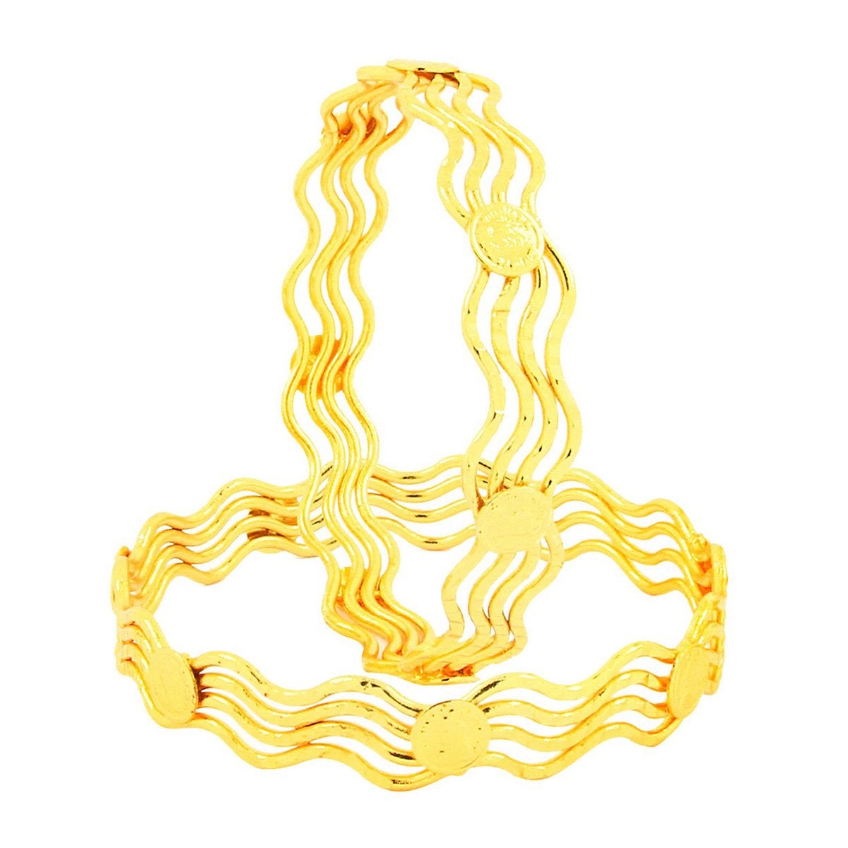 Queen Elizabeth Wedding 22K Gold Plated Bangle Pair Set Of 2 Bulk Main image