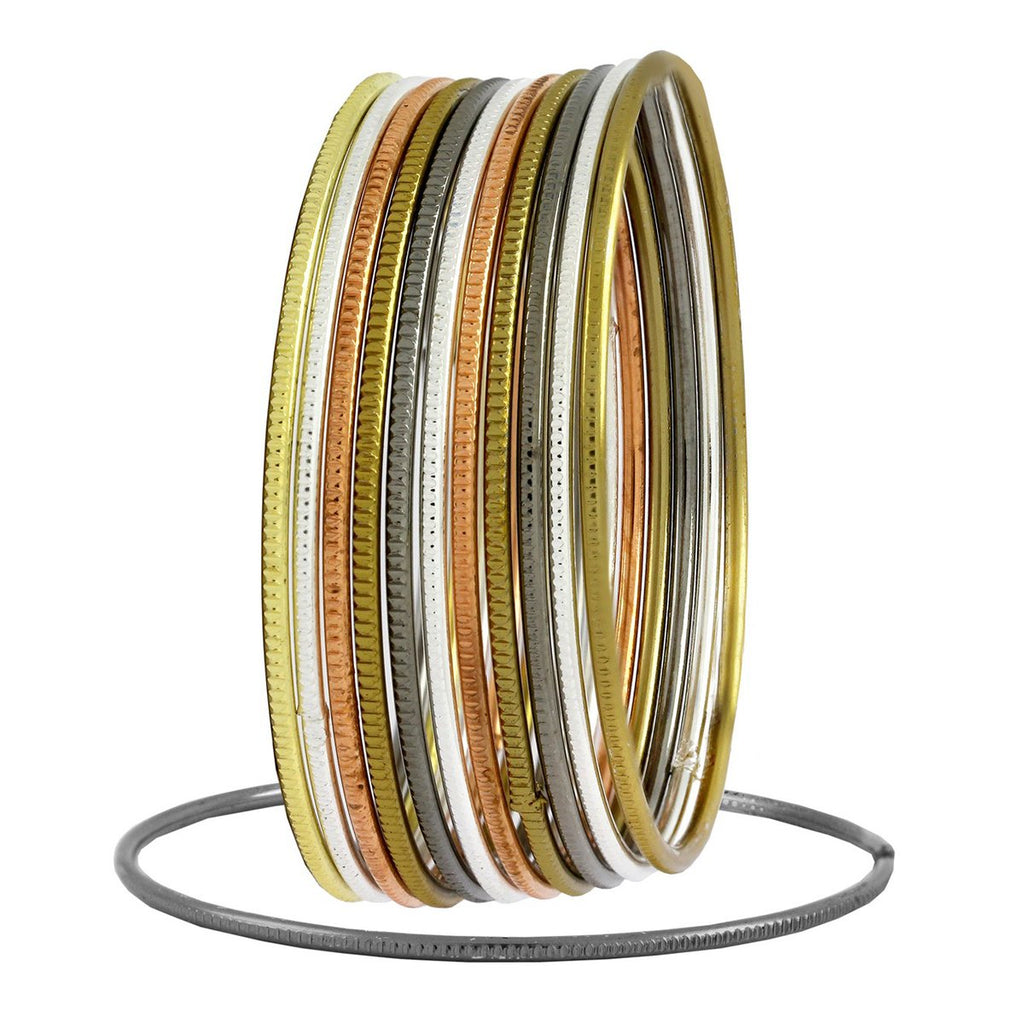 Slim Gold Silver Copper Antique Plated Set Of 12 Bangles Girls Bulk