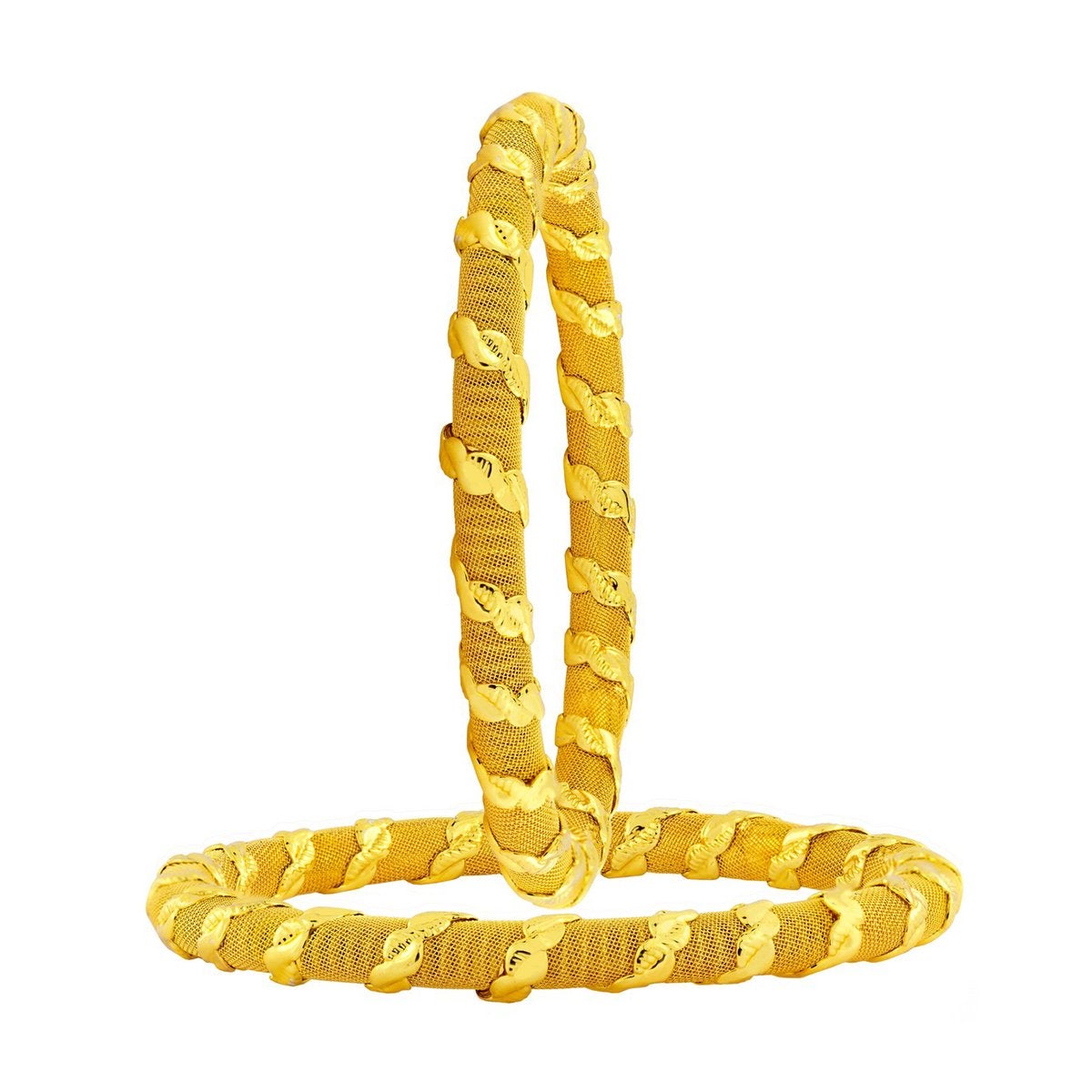 Traditional Filigree Mesh 22K Gold Bangle Kada Set Of 2 Girls Bulk