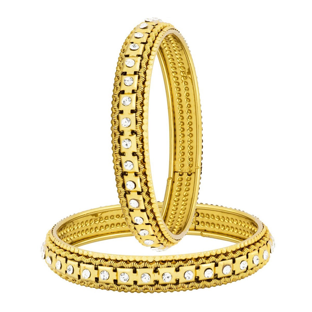 Traditional Square Rope Design Gold Bangle Kada Set Of 2 Girls Bulk Main image
