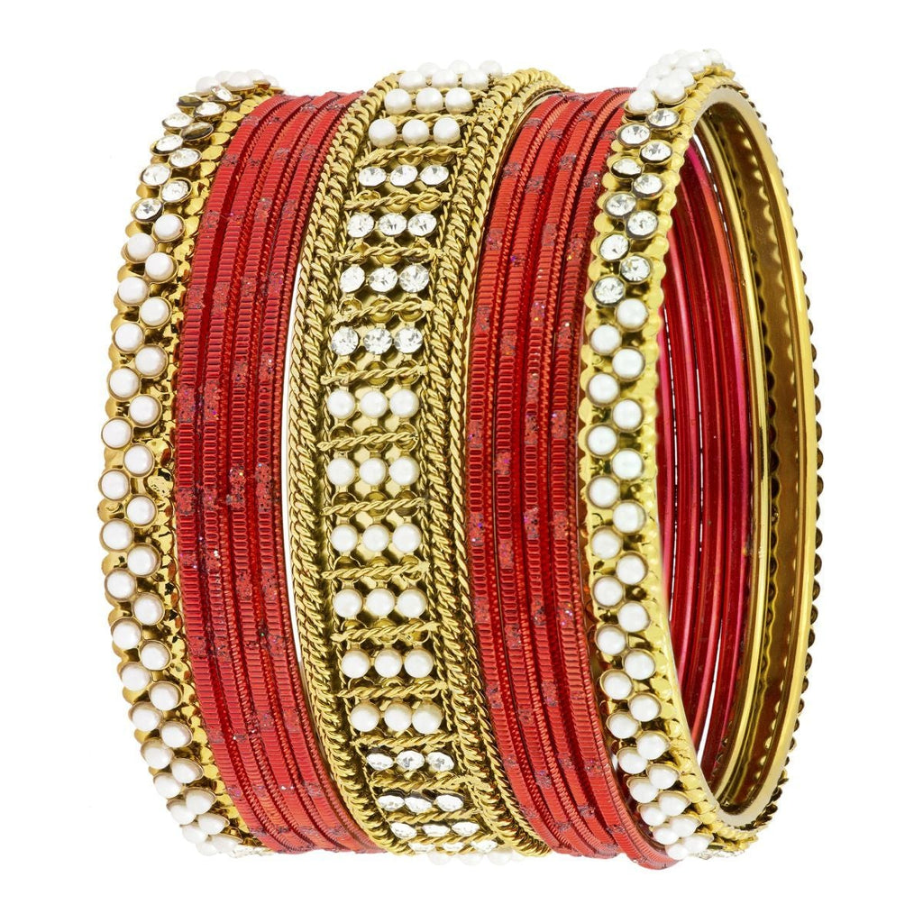 Wedding Designer Rope Gold Maroon Red Bangle Kada Choda Set 11 Bulk