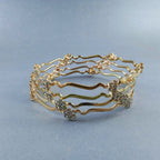Stylish Wave Brass Gold Cubic Zirconia Bangle Pair Set Of 4 Women Bulk