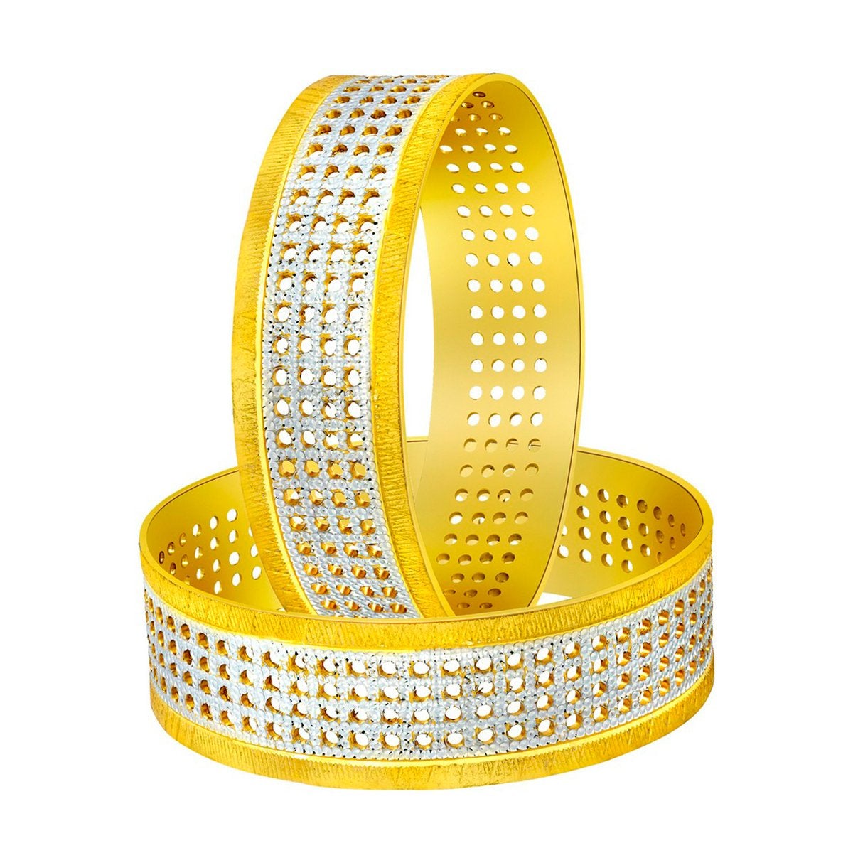 Designer 18K Gold Rhodium Brass Kada Bangle Set Of 2 For Women Bulk Main image