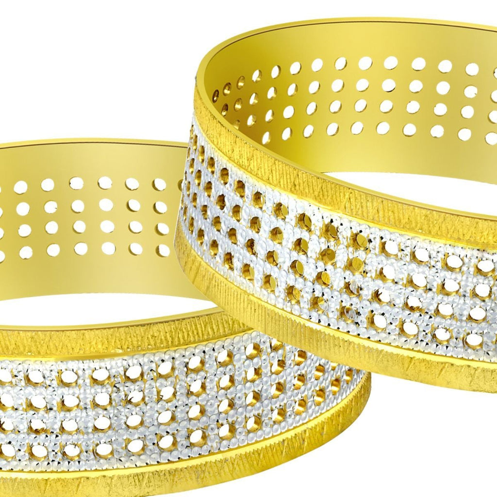 Designer 18K Gold Rhodium Brass Kada Bangle Set Of 2 For Women Bulk