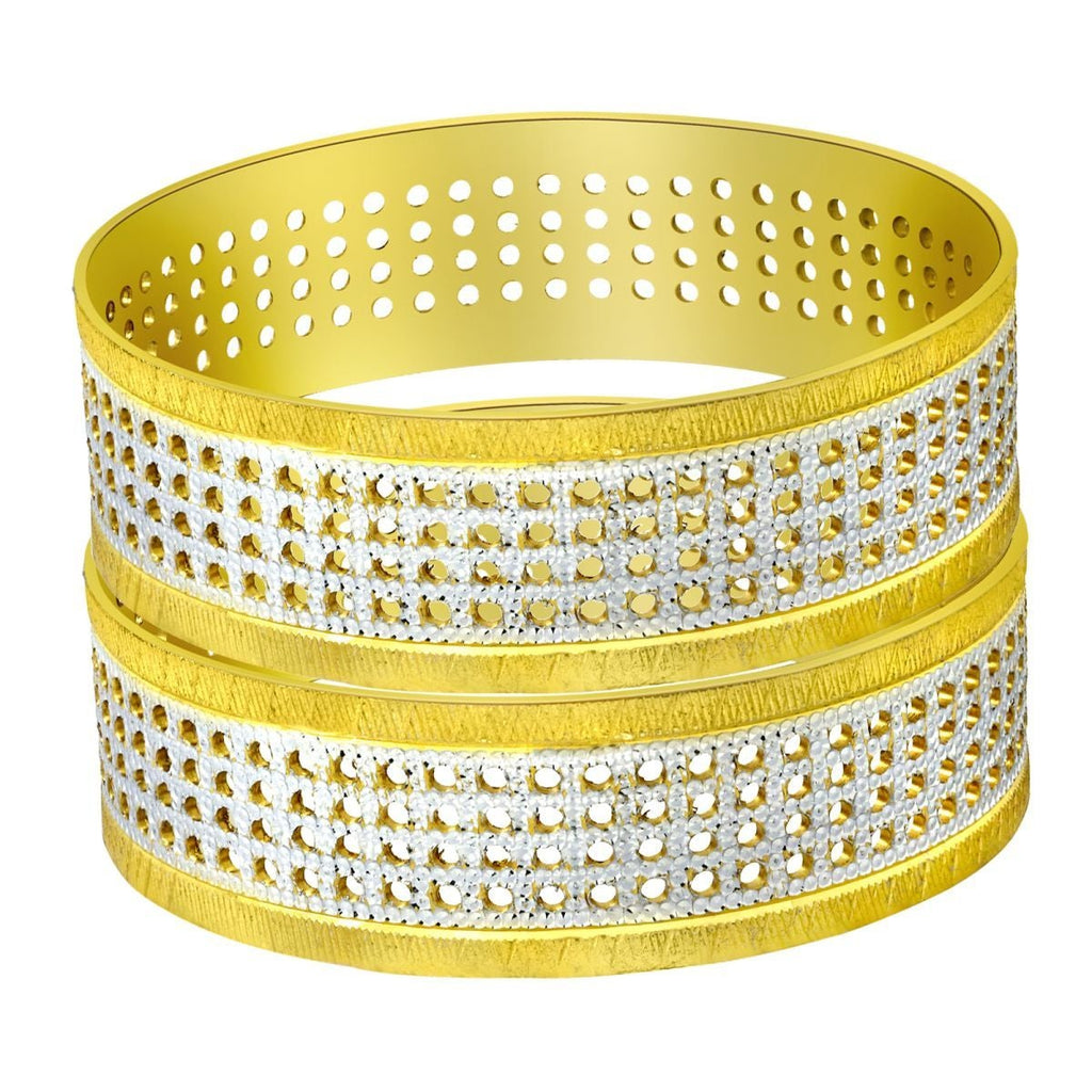 Designer 18K Gold Rhodium Brass Kada Bangle Set Of 2 For Women Bulk