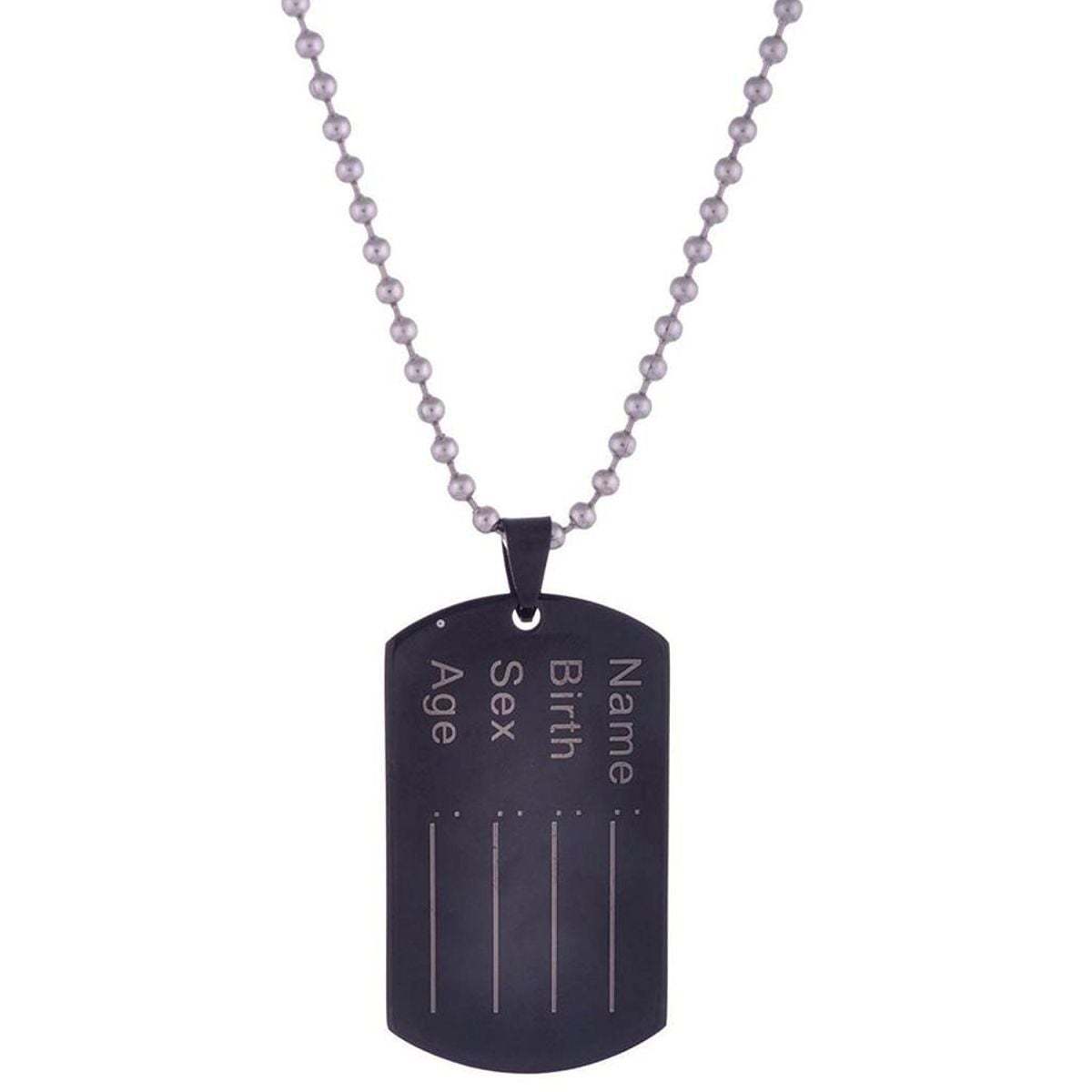316L Stainless Steel Black Military Dog Name Tag Mens 21" Chain Men Main image