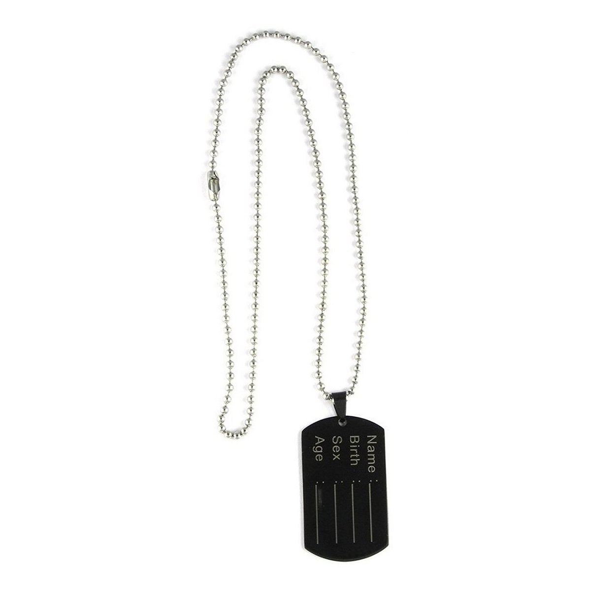316L Stainless Steel Black Military Dog Name Tag Mens 21" Chain Men Secondary image