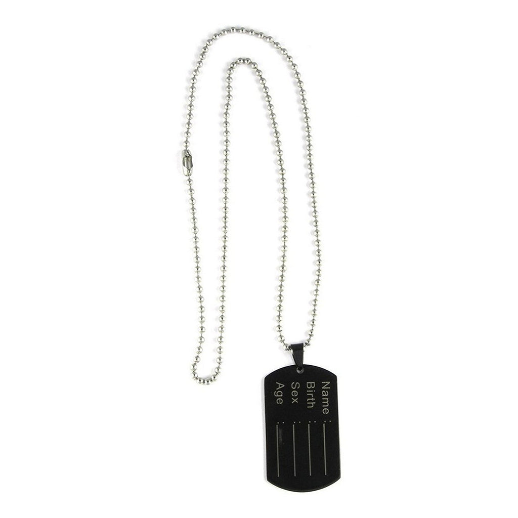 Engrave Custom Personalized 316L Stainless Steel Black Military Dog Name Tag 21" Chain Men