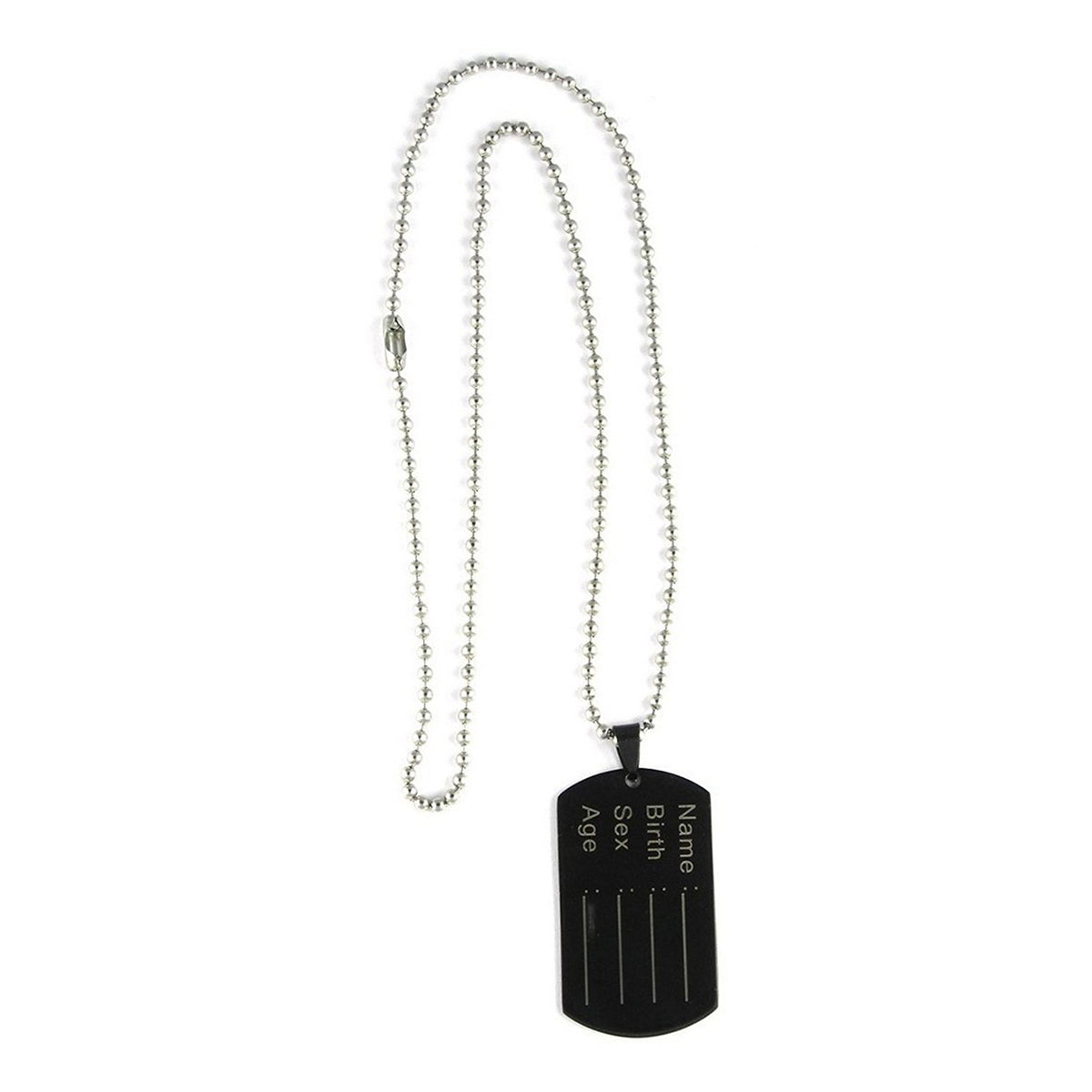 Engrave Custom Personalized 316L Stainless Steel Black Military Dog Name Tag 21" Chain Men