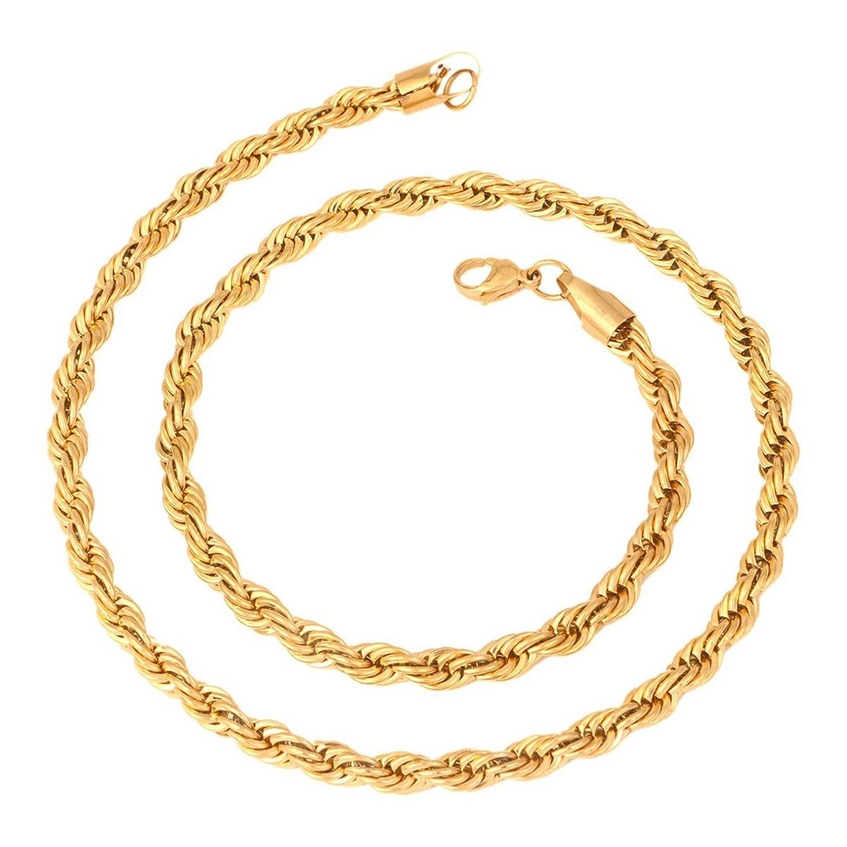 316L Surgical Stainless Steel Gold Rope Chain For Men Long 21.5" Bulk Main image