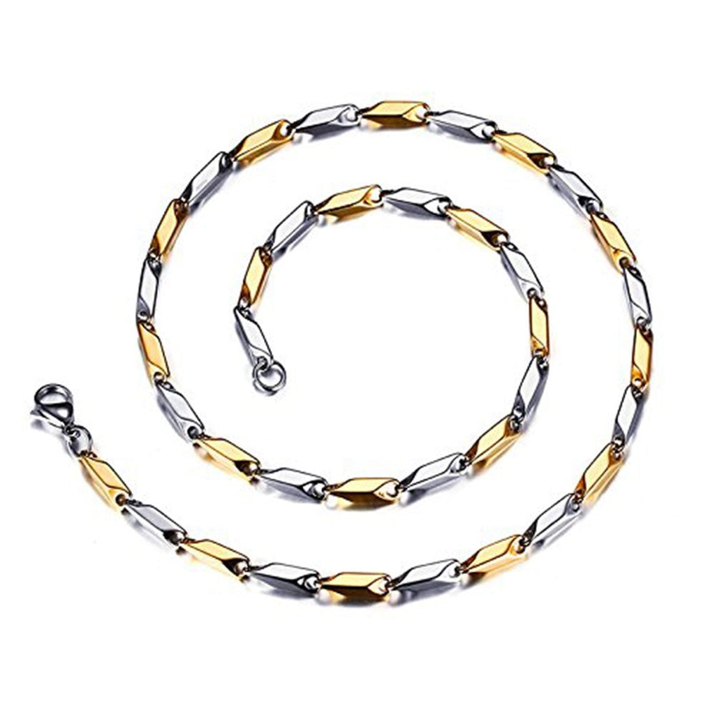 Italian 316L Stainless Steel Slim Light Weight Two Tone Chain 21" Bulk