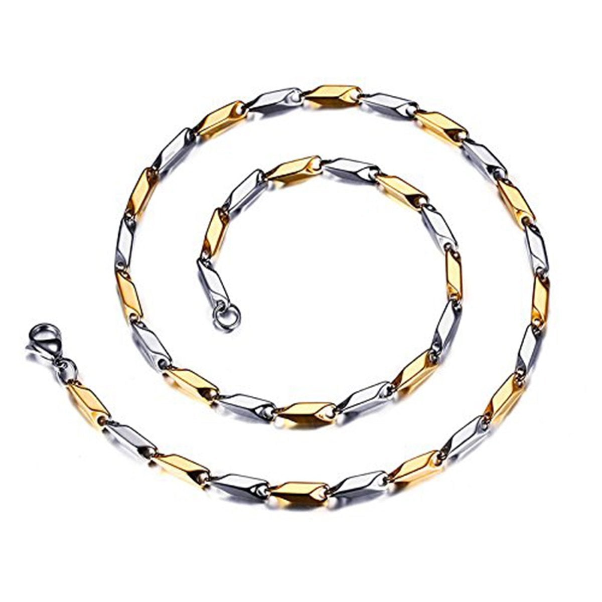 Italian 316L Stainless Steel Slim Light Weight Two Tone Chain 21" Bulk