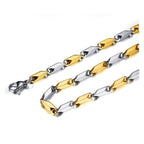Italian 316L Stainless Steel Slim Light Weight Two Tone Chain 21" Bulk