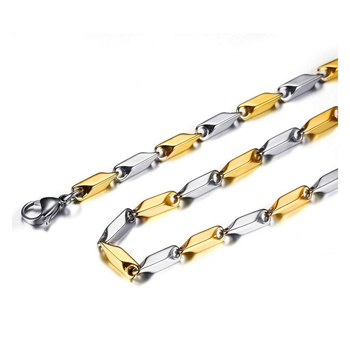 Italian 316L Stainless Steel Slim Light Weight Two Tone Chain 21" Bulk