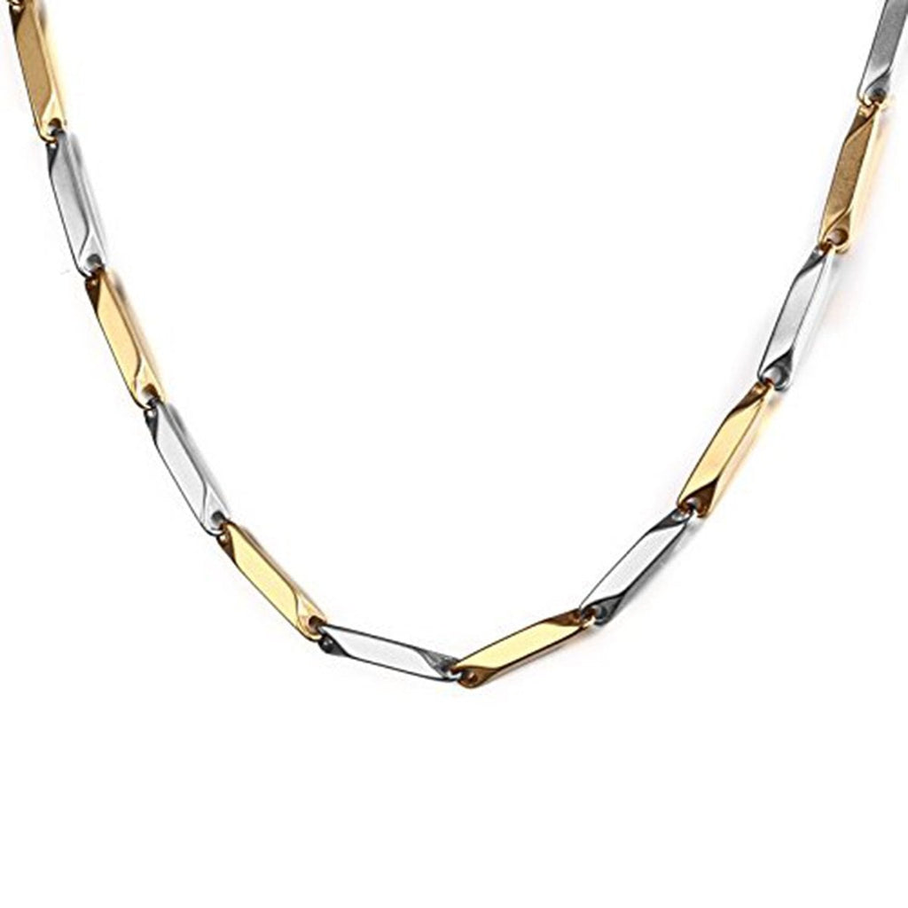 Italian 316L Stainless Steel Slim Light Weight Two Tone Chain 21" Bulk