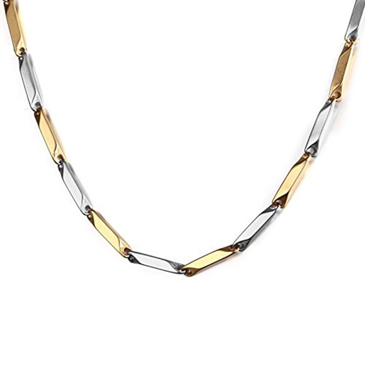 Italian 316L Stainless Steel Slim Light Weight Two Tone Chain 21" Bulk