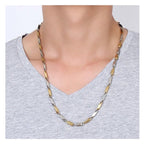 Italian 316L Stainless Steel Slim Light Weight Two Tone Chain 21" Bulk