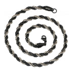 316L Stainless Steel Black Silver Rope Chain For Men 21" Bulk