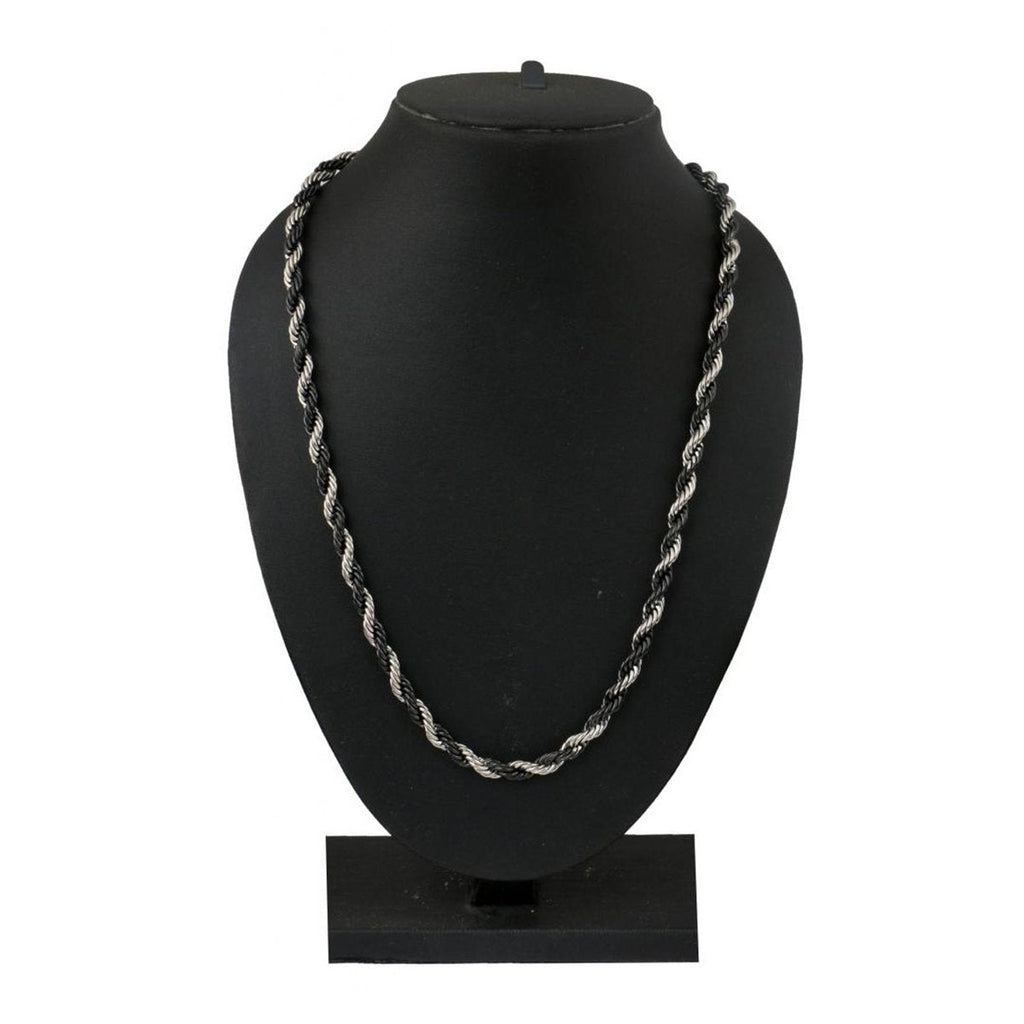 316L Stainless Steel Black Silver Rope Chain For Men 21" Bulk