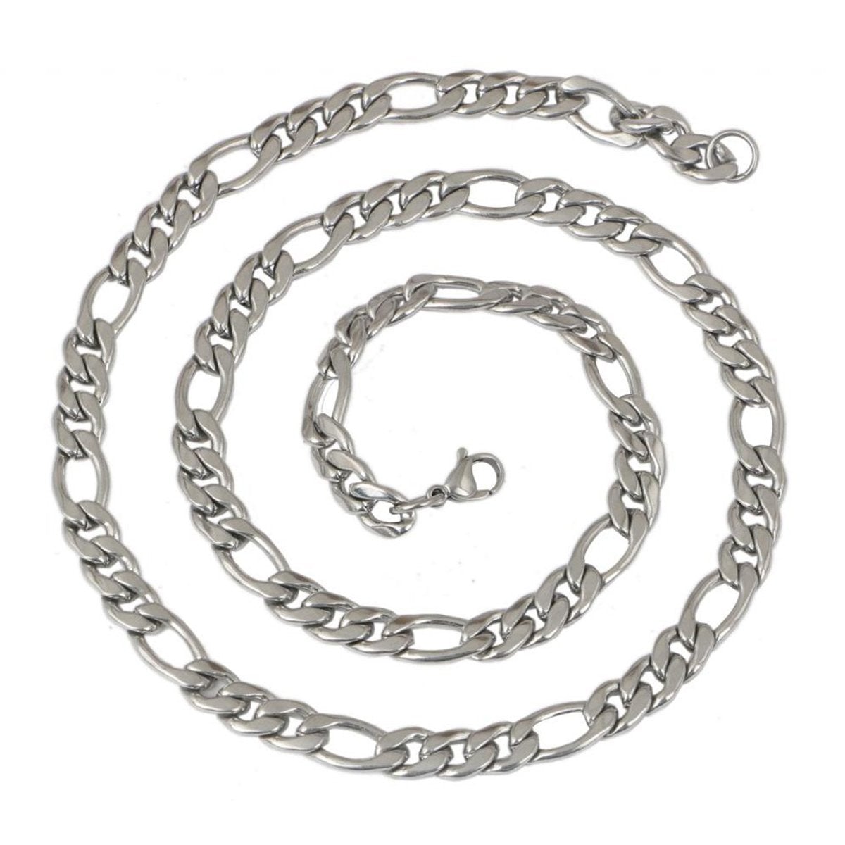 316L Stainless Steel Silver Classic Figaro Curb Chain 20" Bulk