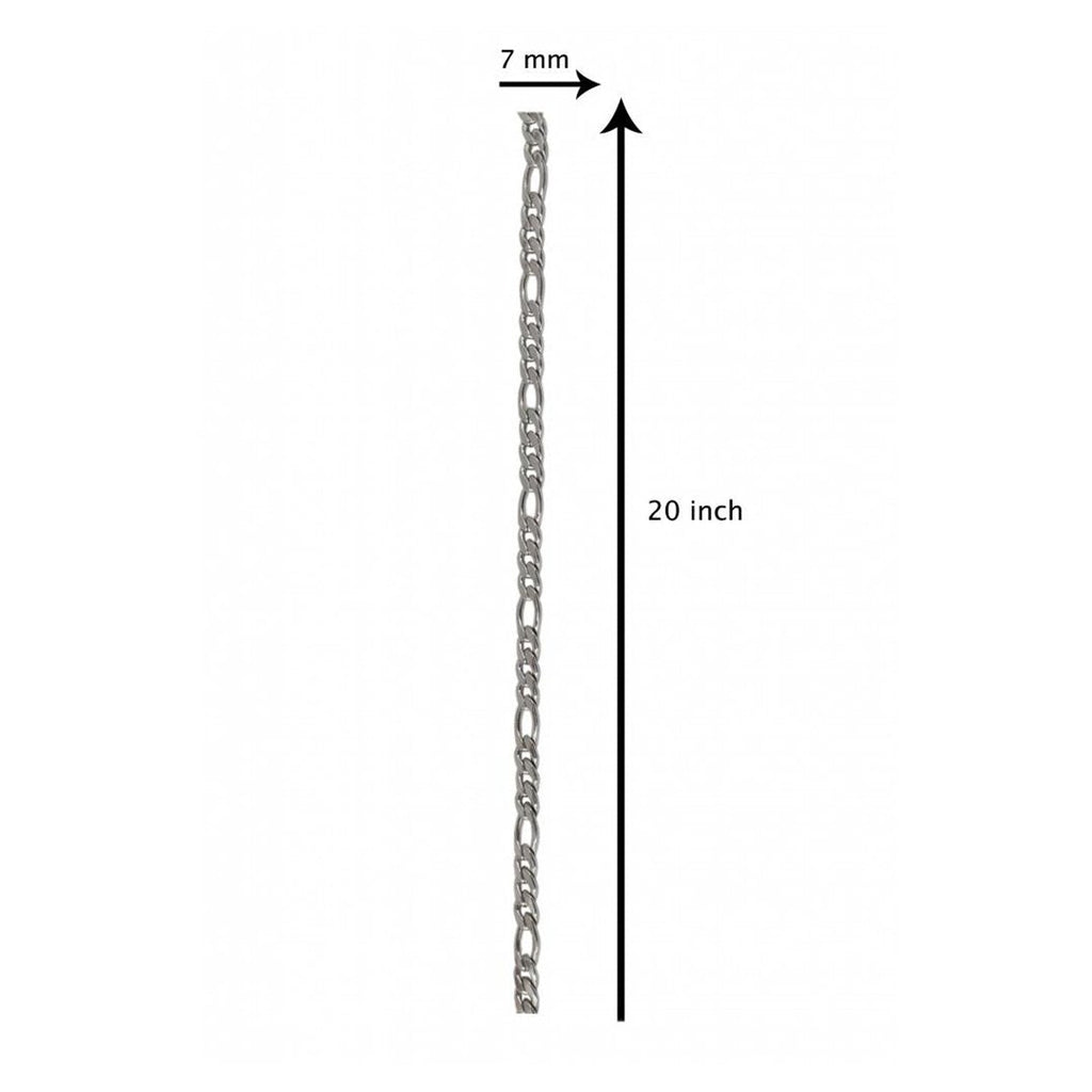 316L Stainless Steel Silver Classic Figaro Curb Chain 20" Bulk