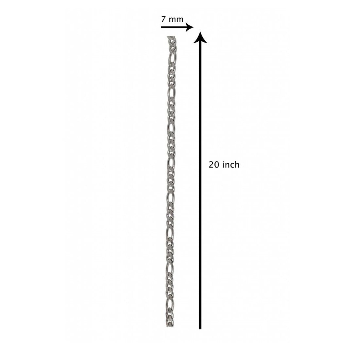 316L Stainless Steel Silver Classic Figaro Curb Chain 20" Bulk