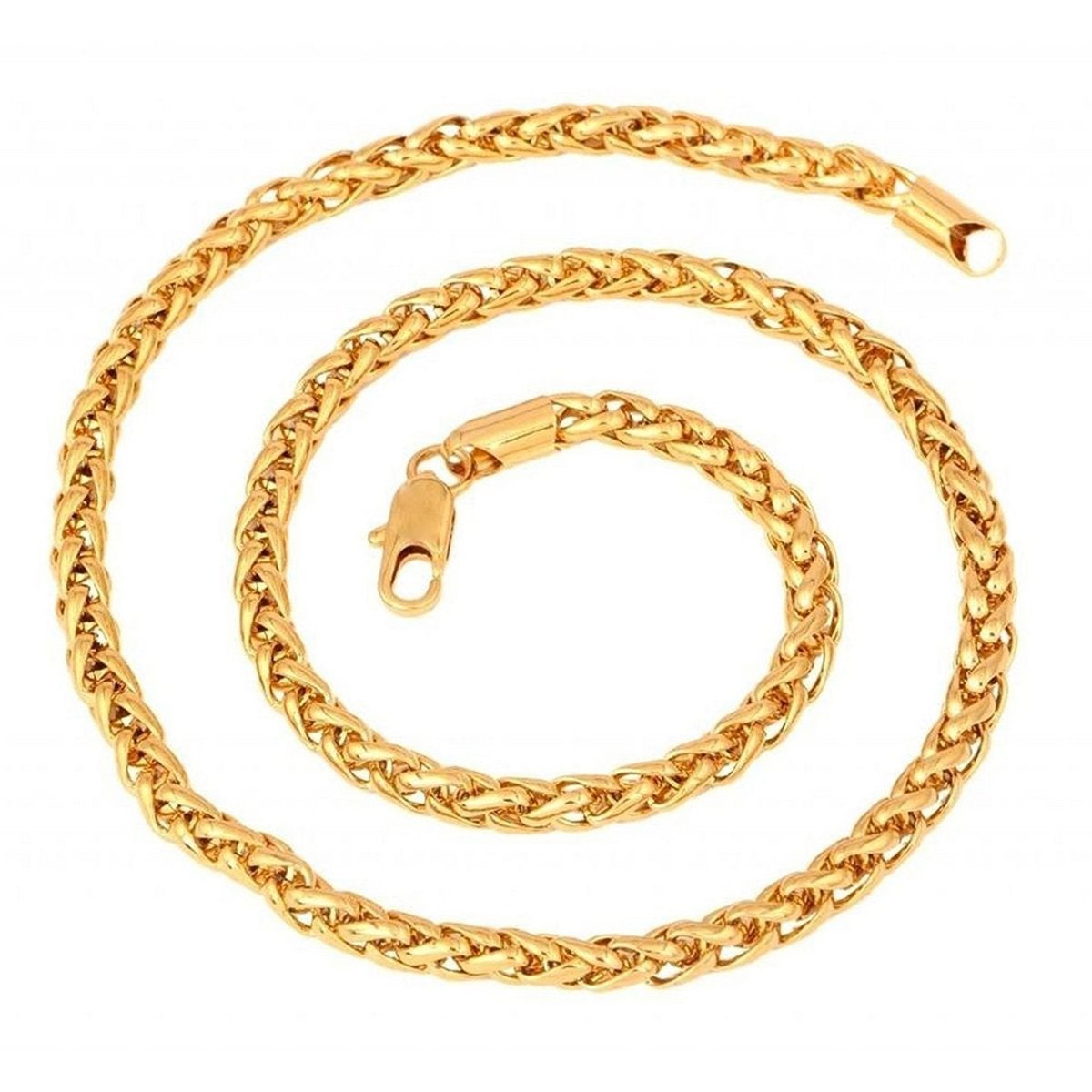316L Stainless Steel Gold Plated Wheat Spiga Franco Chain 21.5" Bulk Main image