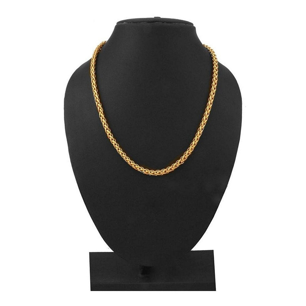 316L Stainless Steel Gold Plated Wheat Spiga Franco Chain 21.5" Bulk