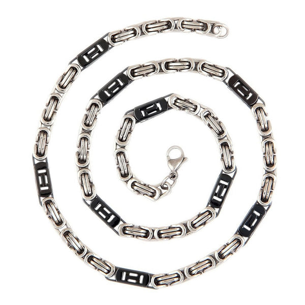 Stainless Steel Black Silver Plated 3D Byzantine Chain 21.6" Men Bulk Main image