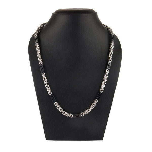 Stainless Steel Black Silver Plated 3D Byzantine Chain 21.6" Men Bulk Secondary image