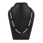 Stainless Steel Black Silver Plated 3D Byzantine Chain 21.6" Men Bulk